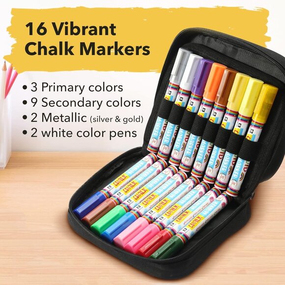 16‎ Vibrant Chalk Markers with Case - Picture 2 of 13